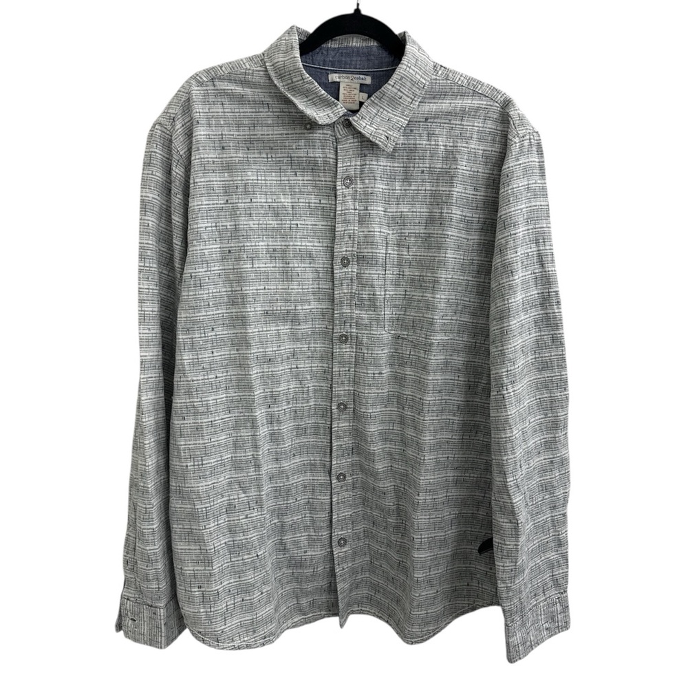 Men’s Carbon2Cobalt Casual Button-Down Blue and Grey Long Sleeve Size L